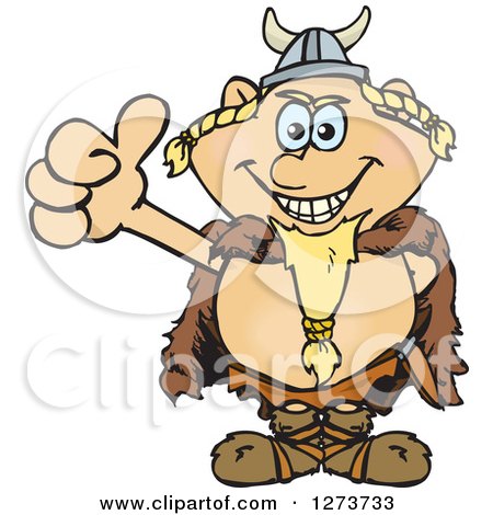 Clipart of a Happy Blond Male Viking Giving a Thumb up - Royalty Free Vector Illustration by Dennis Holmes Designs