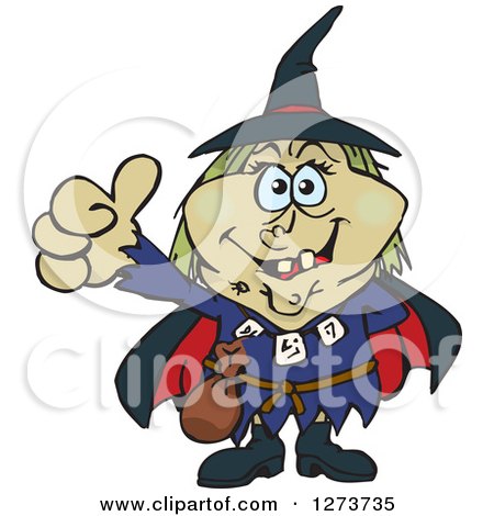 Clipart of a Happy Witch Giving a Thumb up - Royalty Free Vector Illustration by Dennis Holmes Designs