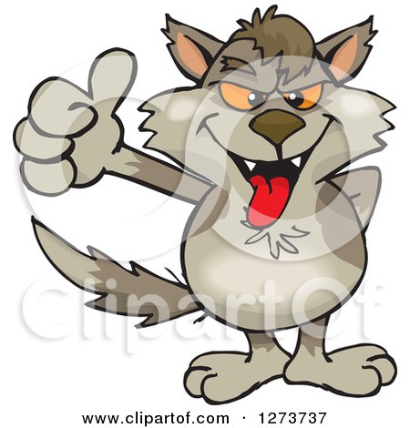 Clipart of a Wolf Giving a Thumb up - Royalty Free Vector Illustration by Dennis Holmes Designs