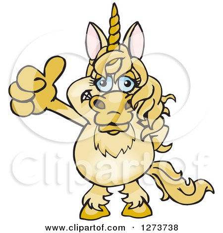 Clipart of a Happy Unicorn Giving a Thumb up - Royalty Free Vector Illustration by Dennis Holmes Designs