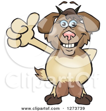 Clipart of a Happy Nanny Goat Giving a Thumb up - Royalty Free Vector Illustration by Dennis Holmes Designs