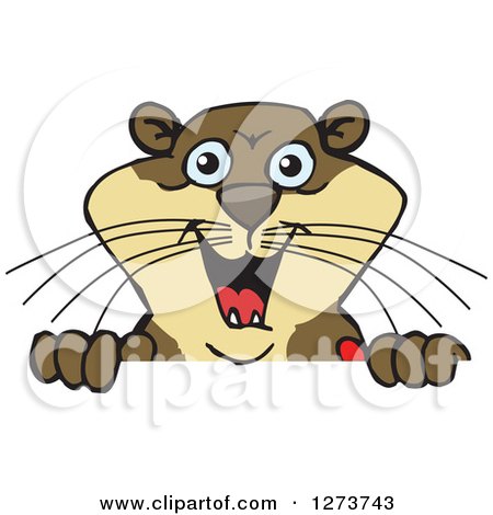 Clipart of a Happy Otter Peeking over a Sign - Royalty Free Vector Illustration by Dennis Holmes Designs