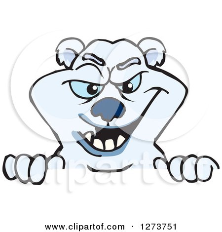 Clipart of a Polar Bear Peeking over a Sign - Royalty Free Vector Illustration by Dennis Holmes Designs