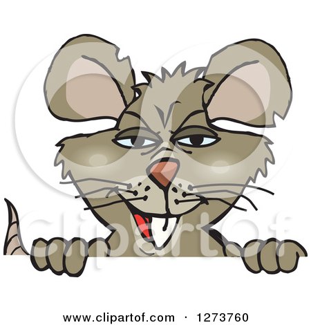 Clipart of a Rat Peeking over a Sign - Royalty Free Vector Illustration by Dennis Holmes Designs