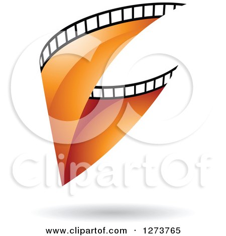 Clipart of a Curve of Orange Film and a Shadow - Royalty Free Vector Illustration by cidepix