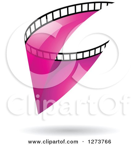 Clipart of a Curve of Transparent Pink Film and a Shadow - Royalty Free Vector Illustration by cidepix