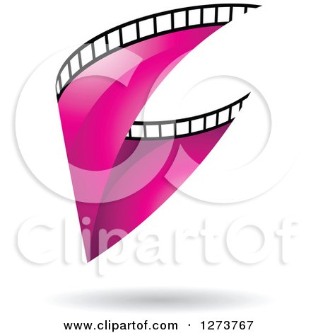 Clipart of a Curve of Pink Film and a Shadow - Royalty Free Vector Illustration by cidepix