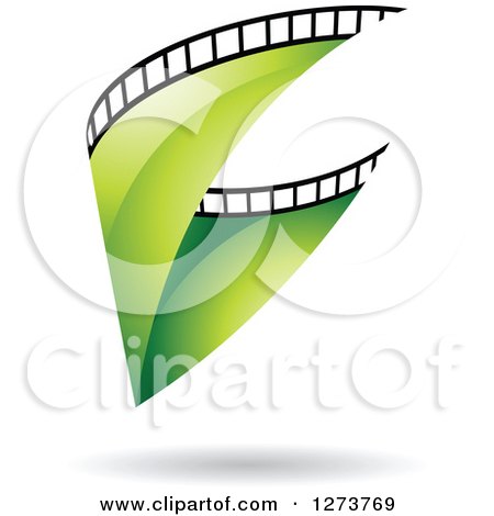 Clipart of a Curve of Green Film and a Shadow - Royalty Free Vector Illustration by cidepix