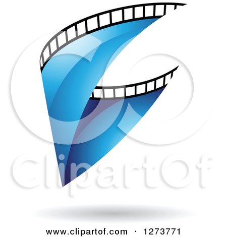 Clipart of a Curve of Blue Film and a Shadow - Royalty Free Vector Illustration by cidepix