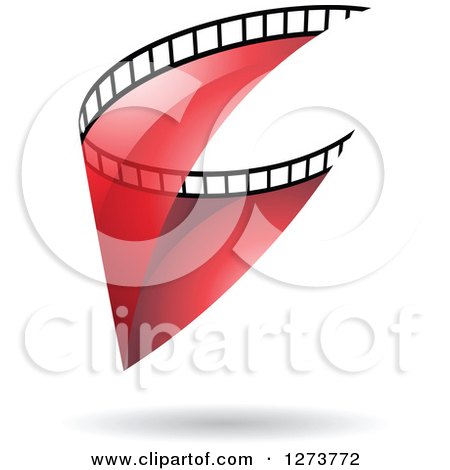 Clipart of a Curve of Transparent Red Film and a Shadow - Royalty Free Vector Illustration by cidepix