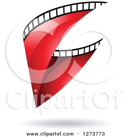Clipart of a Curve of Red Film and a Shadow - Royalty Free Vector Illustration by cidepix