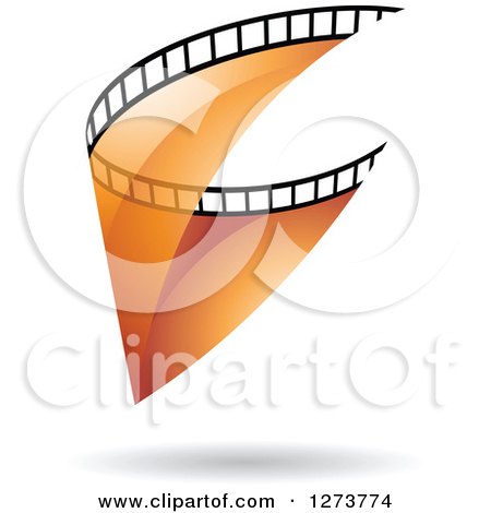 Clipart of a Curve of Transparent Orange Film and a Shadow - Royalty Free Vector Illustration by cidepix