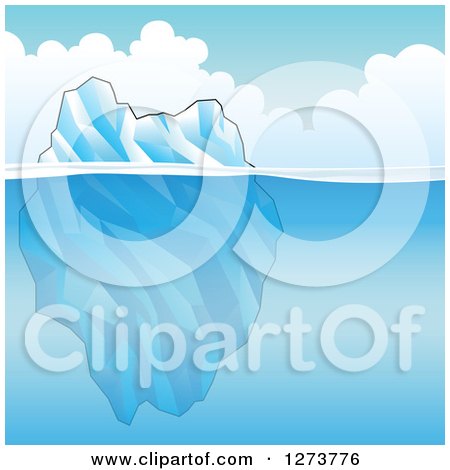 Clipart of a Floating Iceberg and Blue Water - Royalty Free Vector Illustration by cidepix