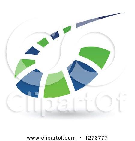 Clipart of a Blue and Green Swoosh Design and Shadow - Royalty Free Vector Illustration by cidepix