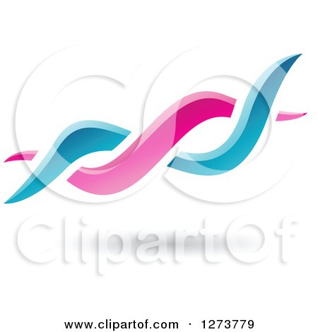 Clipart of a Floating Pink and Blue Dna Strand and Shadow - Royalty Free Vector Illustration by cidepix