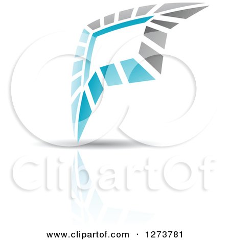 Clipart of a Blue and Gray Abstract Design and Reflection - Royalty Free Vector Illustration by cidepix