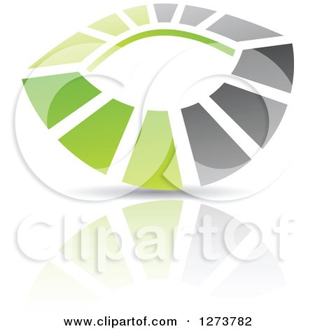 Clipart of a Green and Gray Abstract Design and Reflection 4 - Royalty Free Vector Illustration by cidepix
