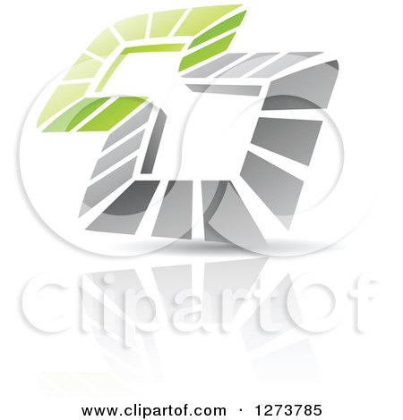 Clipart of a Green and Gray Abstract Design and Reflection 3 - Royalty Free Vector Illustration by cidepix