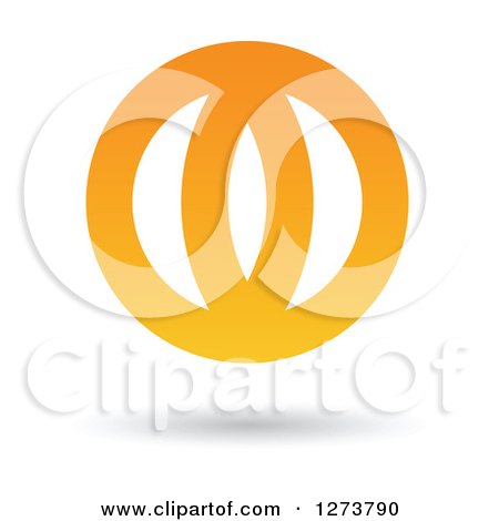 Clipart of a Floating Abstract Orange Globe and Shadow - Royalty Free Vector Illustration by cidepix