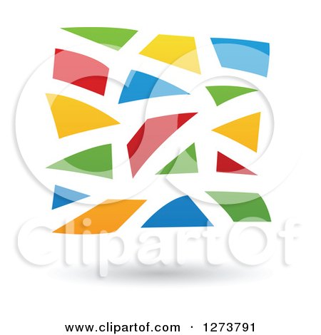 Clipart of a Colorful Mosaic Abstract Design and Shadow - Royalty Free Vector Illustration by cidepix