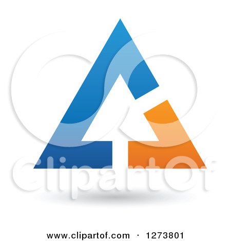 Clipart of a Blue and Orange Triangle and Shadow - Royalty Free Vector Illustration by cidepix