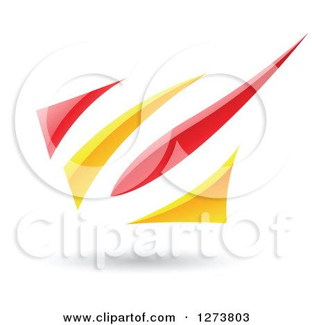 Clipart of a Red and Yellow Abstract Design and Shadow - Royalty Free Vector Illustration by cidepix