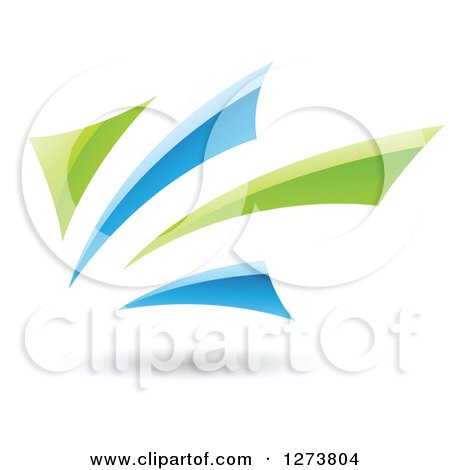 Clipart of a Green and Blue Abstract Design and Shadow - Royalty Free Vector Illustration by cidepix