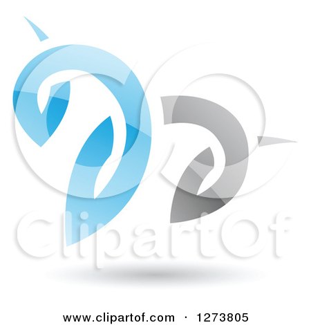 Clipart of a Blue and Gray Abstract Reflective Logo with a Shadow 7 - Royalty Free Vector Illustration by cidepix