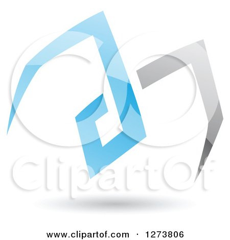 Clipart of a Blue and Gray Abstract Reflective Logo with a Shadow 8 - Royalty Free Vector Illustration by cidepix