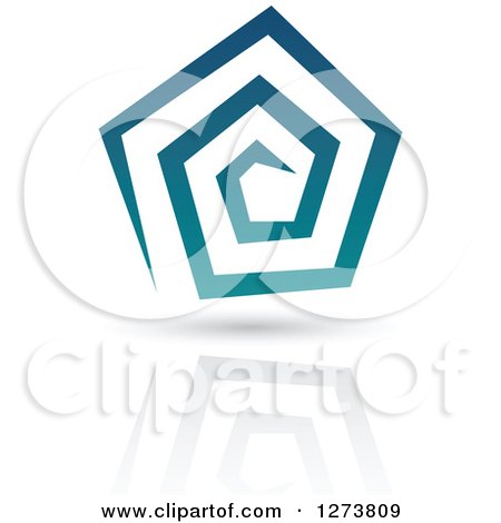 Clipart of a Gradient Teal Abstract Spiral Design and Shadow - Royalty Free Vector Illustration by cidepix