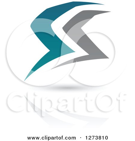 Clipart of a Teal and Gray Abstract Design and Shadow 2 - Royalty Free Vector Illustration by cidepix