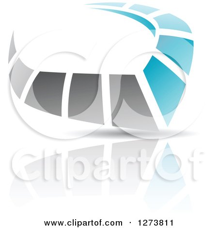 Clipart of a Blue and Gray Abstract Reflective Logo with a Shadow 10 - Royalty Free Vector Illustration by cidepix