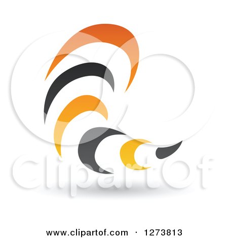 Clipart of a Black and Orange Abstract Tornado Design with a Shadow - Royalty Free Vector Illustration by cidepix