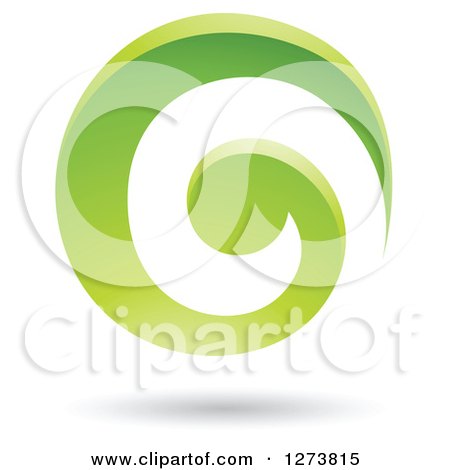 Clipart of a Green Spiral and Shadow - Royalty Free Vector Illustration by cidepix