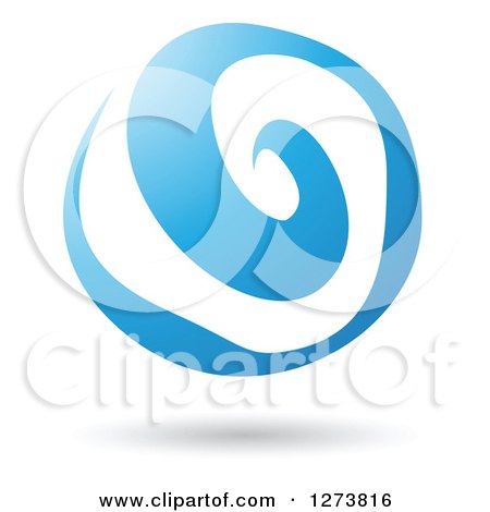 Clipart of a Blue Spiral and Shadow - Royalty Free Vector Illustration by cidepix