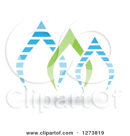 Clipart of Blue and Green Pointed Arches Design and Shadow - Royalty Free Vector Illustration by cidepix