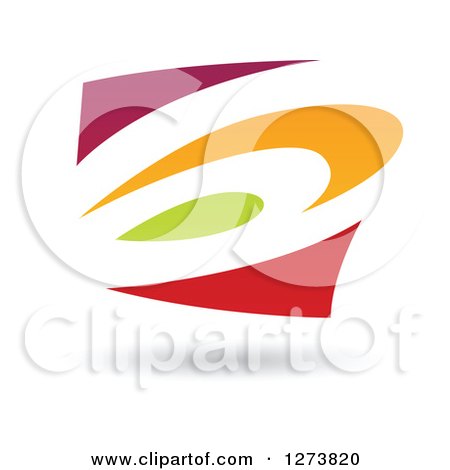 Clipart of a Colorful Abstract Design and Shadow - Royalty Free Vector Illustration by cidepix