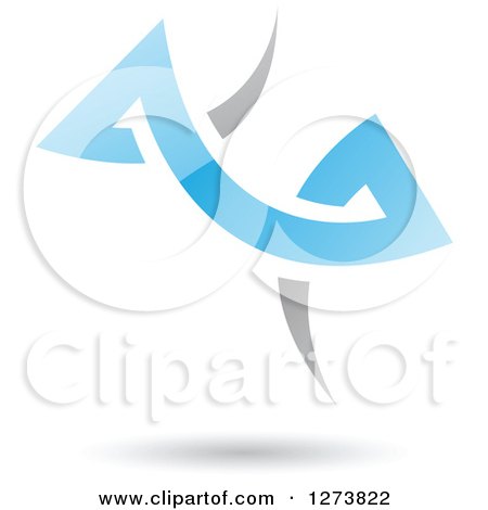Clipart of a Blue and Gray Abstract Reflective Logo with a Shadow 2 - Royalty Free Vector Illustration by cidepix