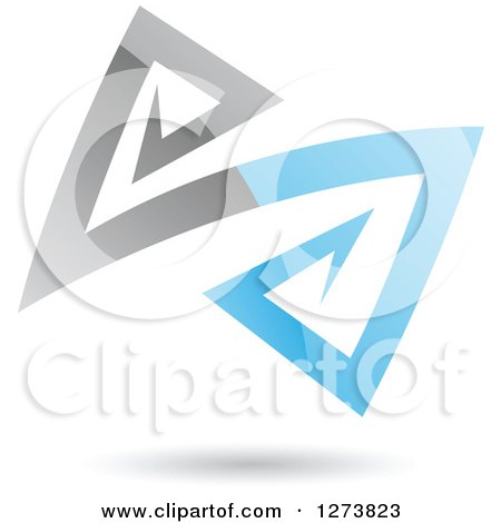 Clipart of a Blue and Gray Abstract Reflective Logo with a Shadow 3 - Royalty Free Vector Illustration by cidepix