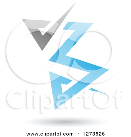Clipart of a Blue and Gray Abstract Reflective Logo with a Shadow 6 - Royalty Free Vector Illustration by cidepix
