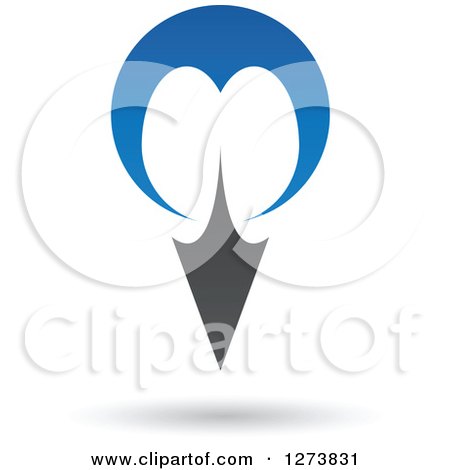 Clipart of a Blue and Dark Gray Abstract Design and Shadow 2 - Royalty Free Vector Illustration by cidepix