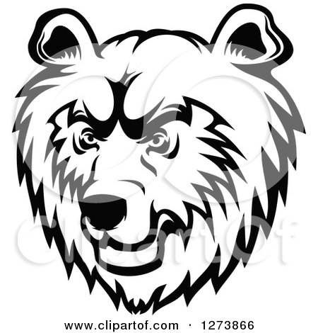 Clipart of a Black and White Bear Face - Royalty Free Vector Illustration by Vector Tradition SM
