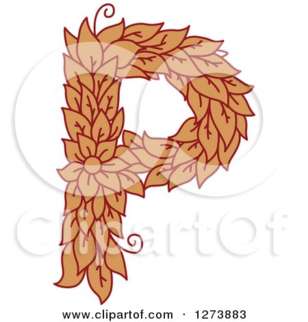 Clipart of a Floral Capital Letter P with a Flower - Royalty Free Vector Illustration by Vector Tradition SM