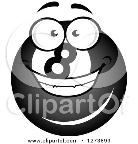 Clipart of a Grinning Billiards Eightball Character - Royalty Free Vector Illustration by Vector Tradition SM