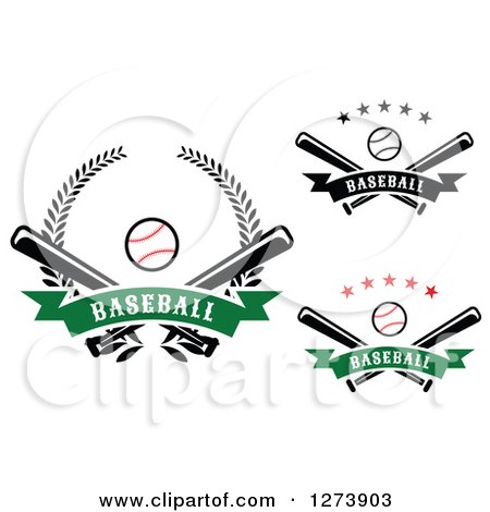 Clipart of Baseball and Crossed Bats Designs - Royalty Free Vector Illustration by Vector Tradition SM