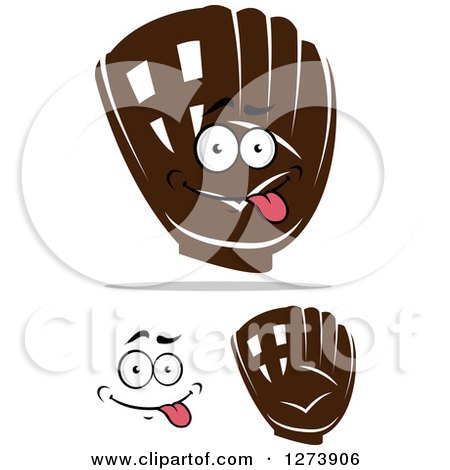 Clipart of Brown Baseball Gloves and a Face - Royalty Free Vector Illustration by Vector Tradition SM