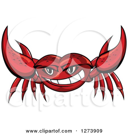 Clipart of a Tough Red Crab Holding up His Claws - Royalty Free Vector Illustration by Vector Tradition SM