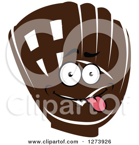 Clipart of a Silly Brown Baseball Glove - Royalty Free Vector Illustration by Vector Tradition SM