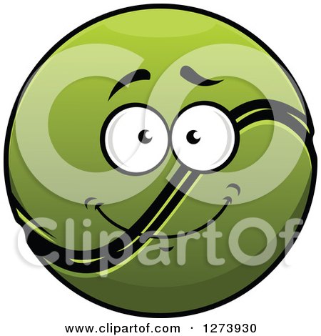 Clipart of a Happy Smiing Tennis Ball - Royalty Free Vector Illustration by Vector Tradition SM
