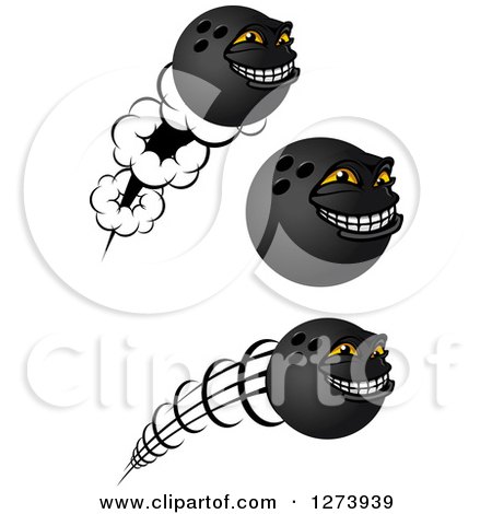Clipart of Grinning Bowling Ball Characters - Royalty Free Vector Illustration by Vector Tradition SM